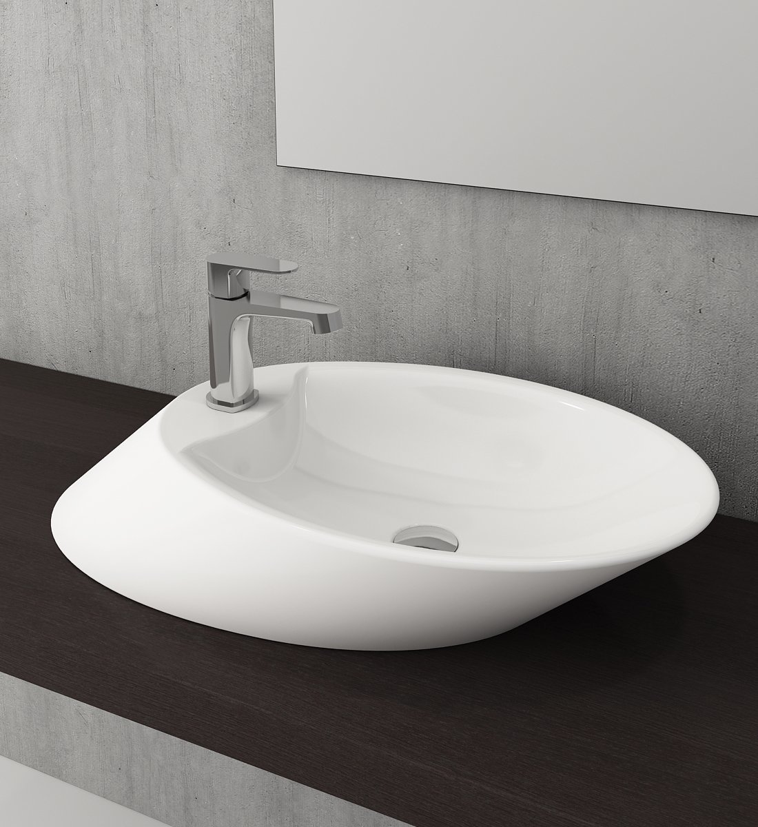 Bocchi | Vessel Tezgah Üstü Lavabo 72 cm Beyaz