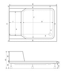 Shower 70x110 Bianna Dikdörtgen Oturmalı Monoblok Duş Teknesi