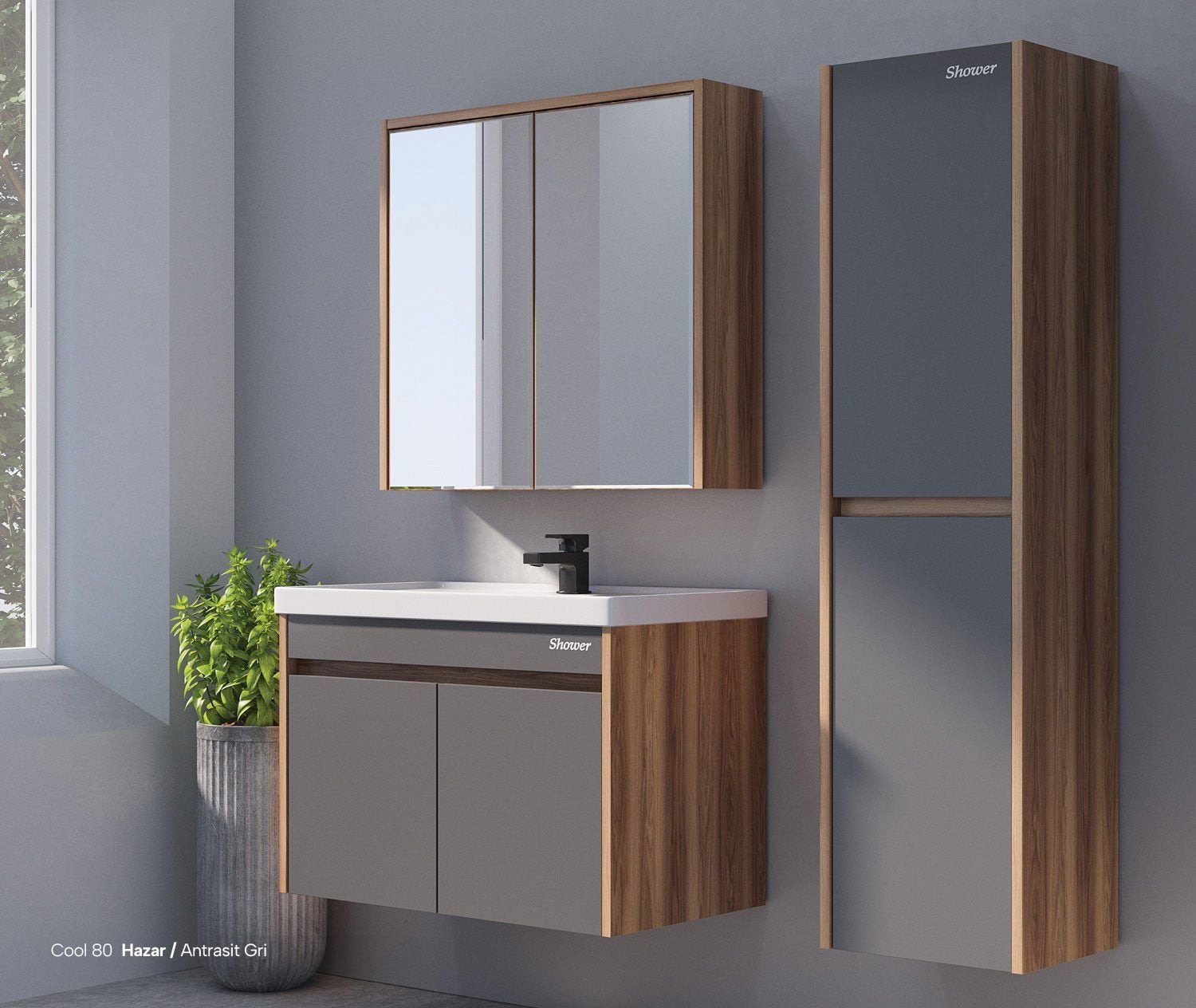 Shower Cool 90 cm Banyo Dolabı