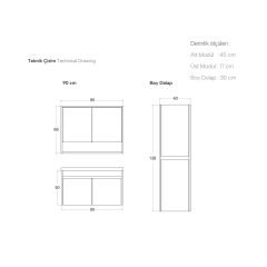 Shower Cool 90 cm Banyo Dolabı