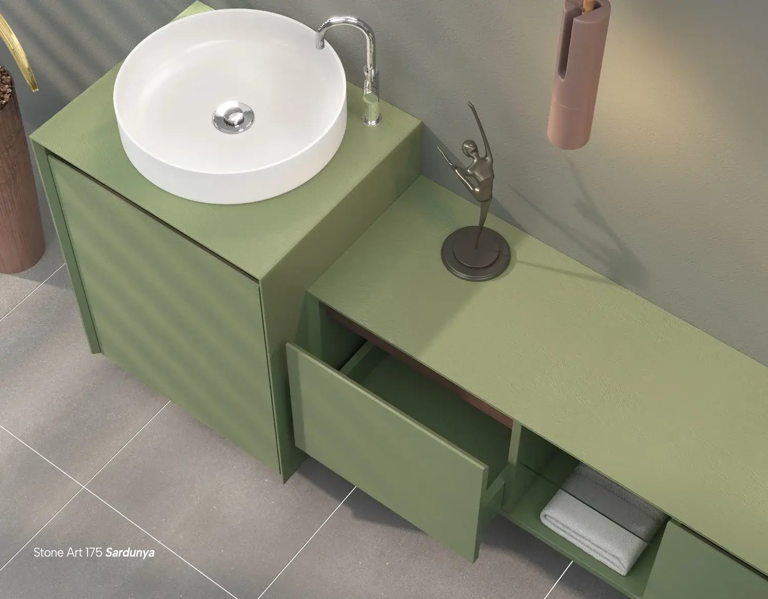 Shower Art 120+55 cm Banyo Dolabı Sardunya