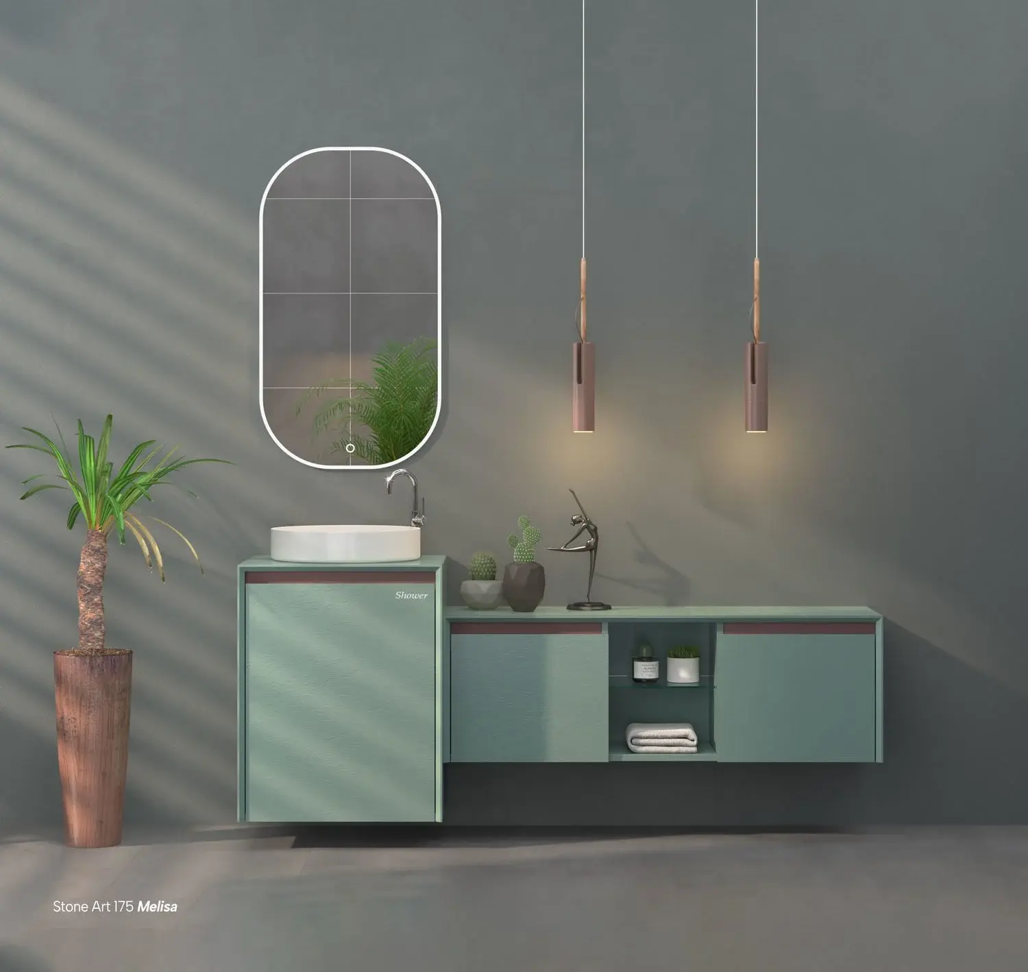 Shower Art 120+55 cm Banyo Dolabı Melisa