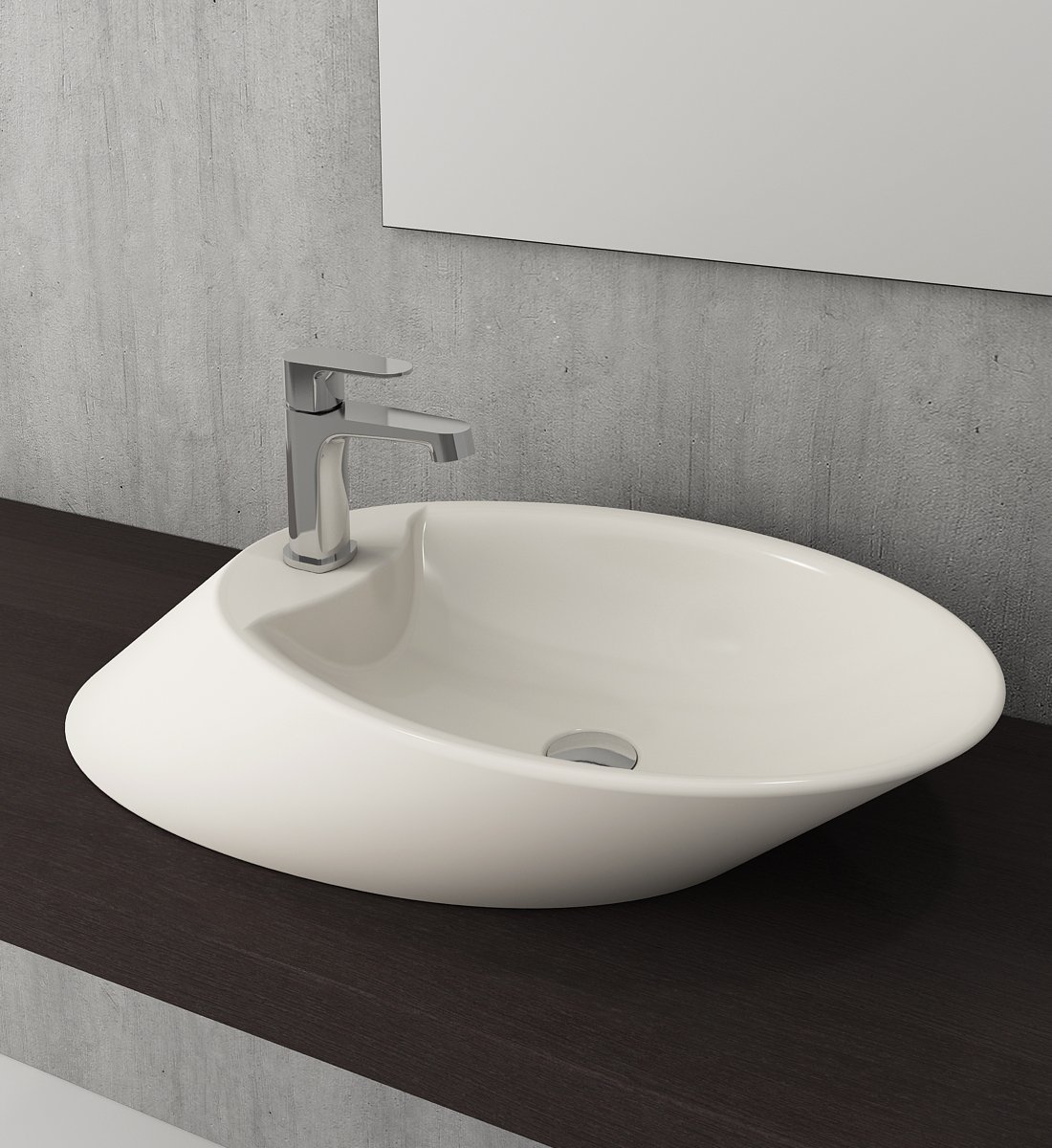 Bocchi | Vessel Tezgah Üstü Lavabo 72 cm Parlak Bisküvi