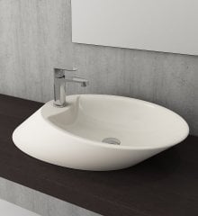 Bocchi | Vessel Tezgah Üstü Lavabo 72 cm Parlak Bisküvi