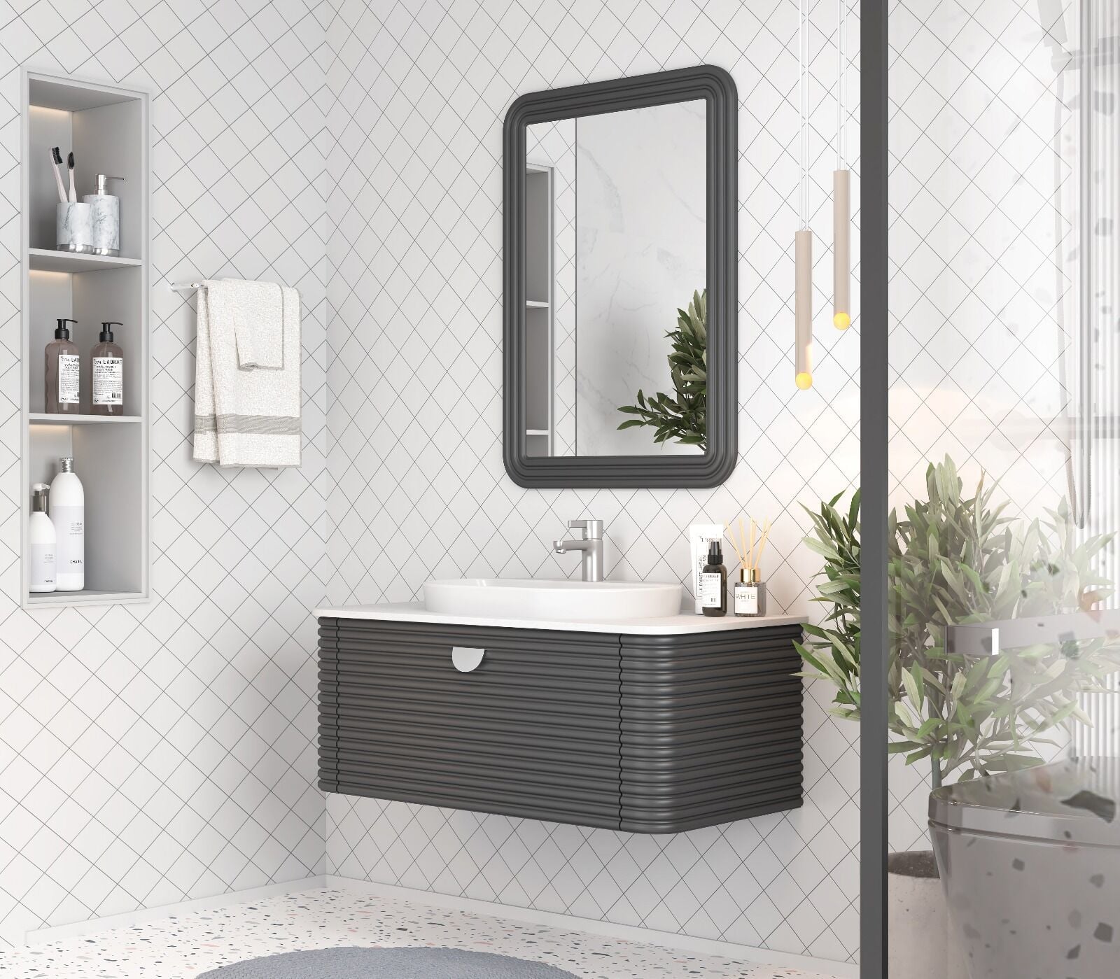 Shower Sydney 100 cm Banyo Dolabı Antrasit