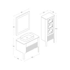 Shower Asya 80 cm Banyo Dolabı