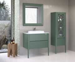 Shower Asya 80 cm Banyo Dolabı Boy Dolaplı - Zümrüt Yeşil