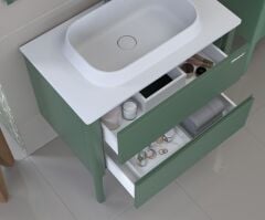 Shower Asya 80 cm Banyo Dolabı Boy Dolapsız - Zümrüt Yeşil