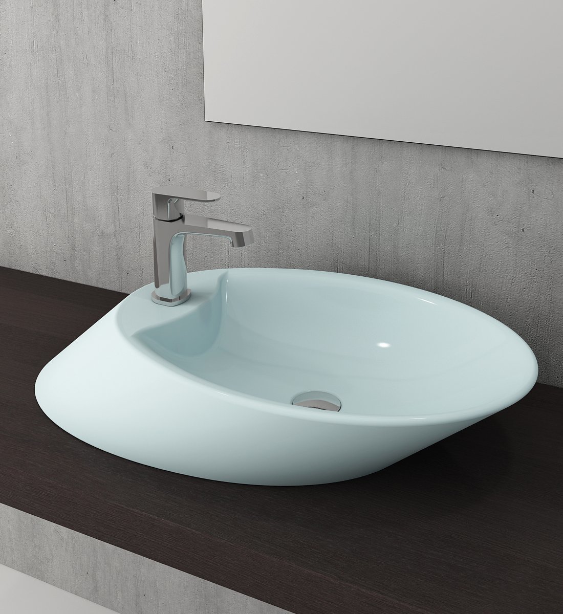 Bocchi | Vessel Tezgah Üstü Lavabo 72 cm Mat Buz Mavi