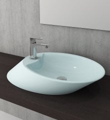 Bocchi | Vessel Tezgah Üstü Lavabo 72 cm Mat Buz Mavi