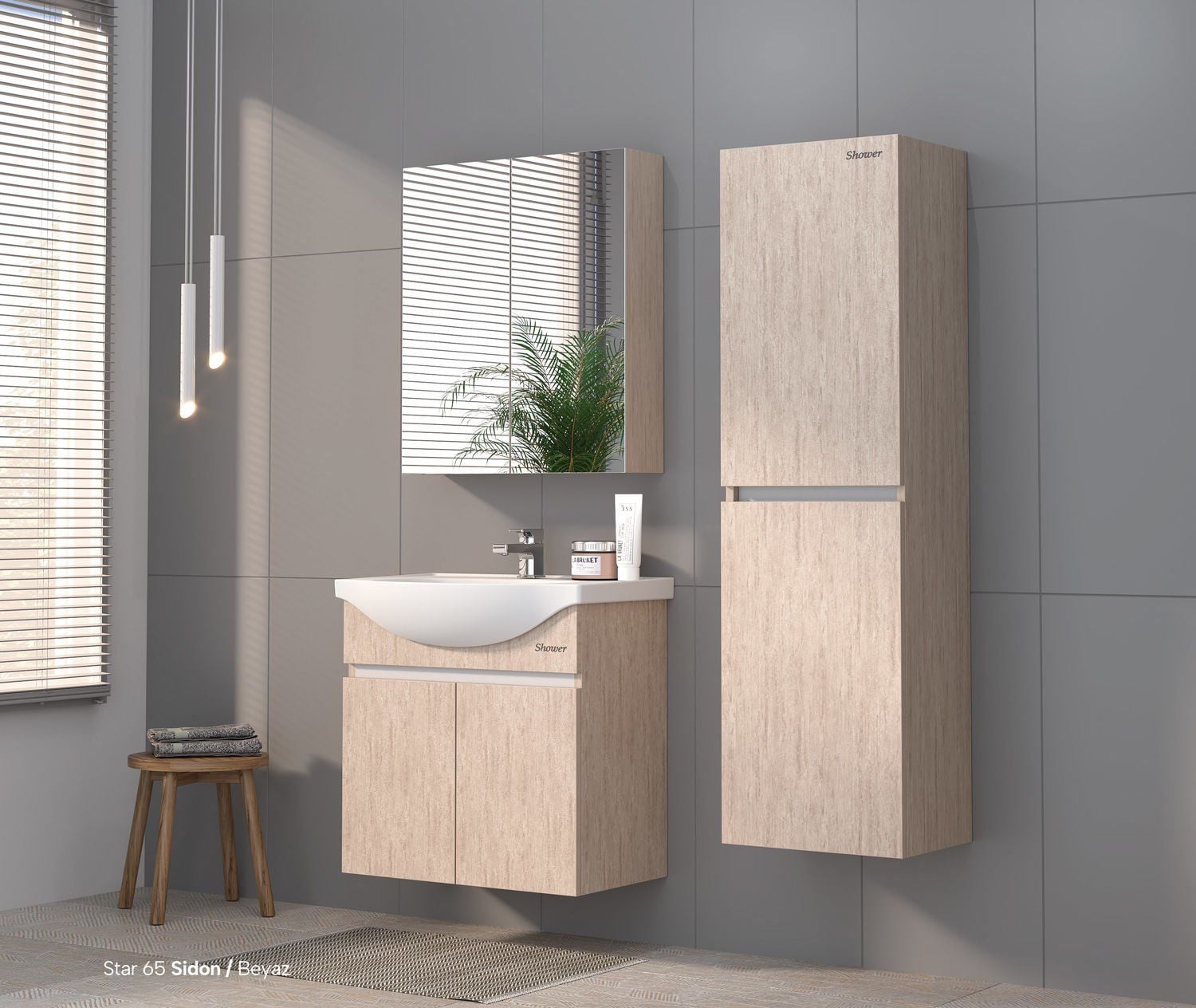 Shower Star 80 cm Banyo Dolabı