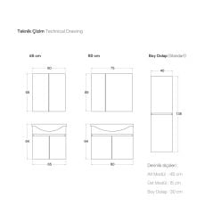 Shower Star 80 cm Banyo Dolabı