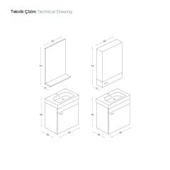 Shower Loft 50 cm Banyo Dolabı Açık Raflı Ayna - Beyaz