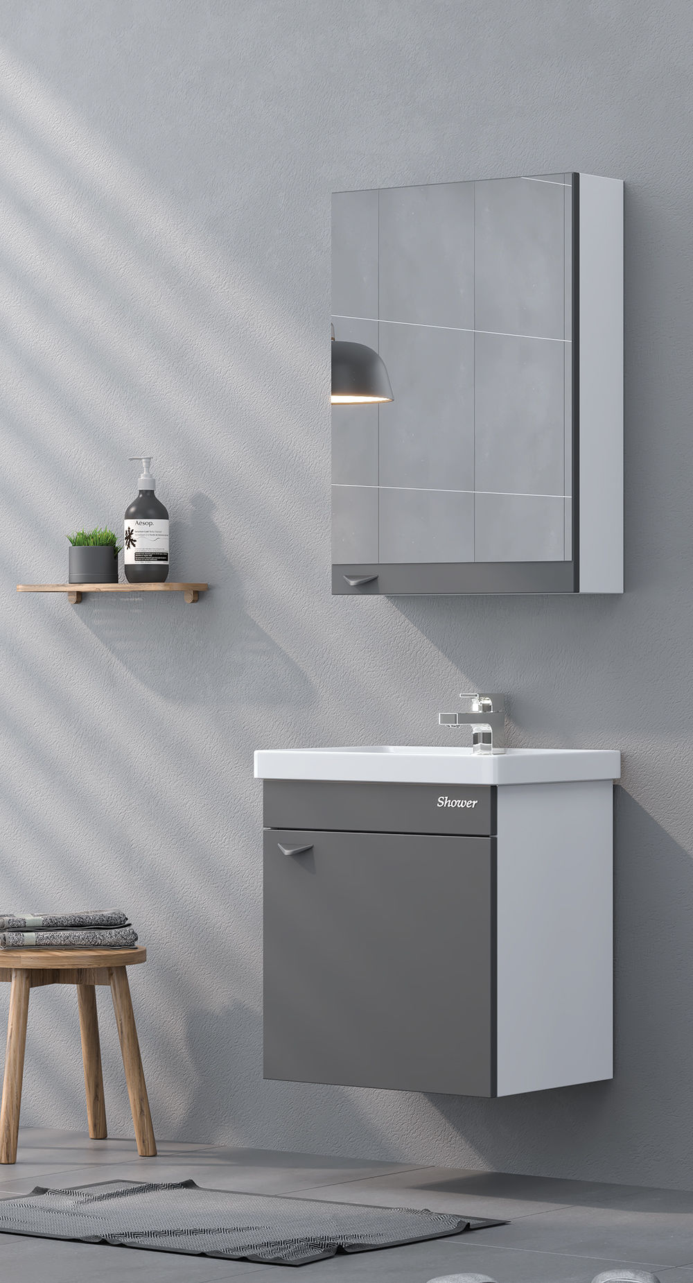 Shower Loft 50 cm Banyo Dolabı Antrasit