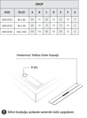 Shower 80X80 Drop Kare Monoblok Duş Teknesi (h:8 cm)