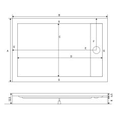 Shower 70x130 Drop Dikdörtgen Monoblok Duş Teknesi (h:12,5 cm)