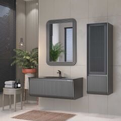 Shower Petra 108 cm Banyo Dolabı Boy Dolaplı - Antrasit