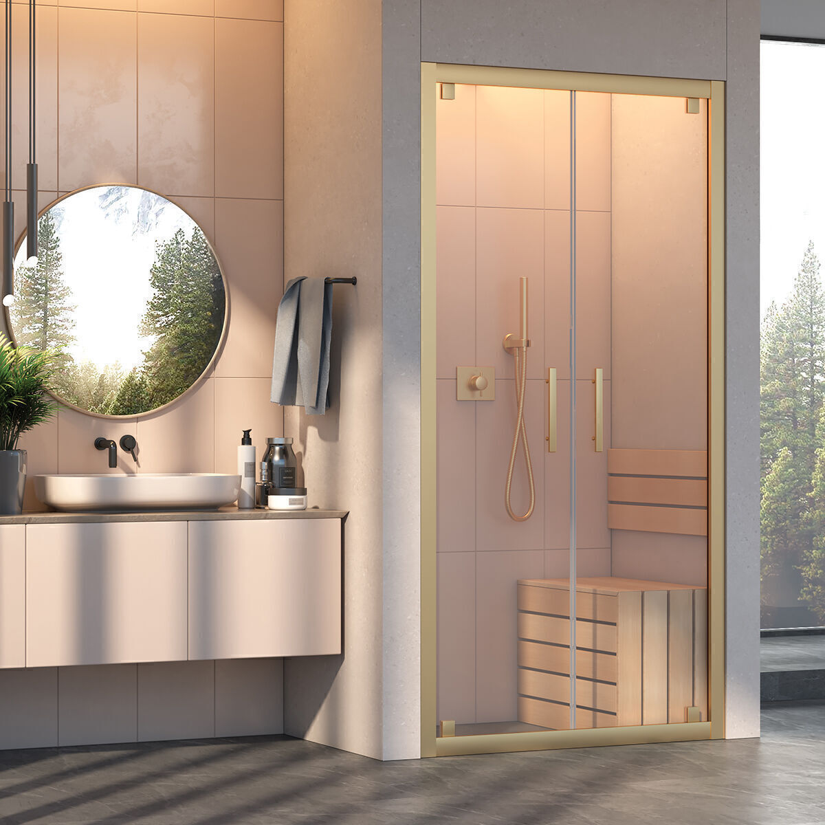 Shower Ava 110 cm 1 Sabit 1 Açılır İki Duvar Arası Nokta Menteşeli Kabin
