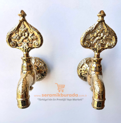 LPD Hamam Taslı İkili Desenli Özel Osmanlı Musluğu Gold