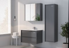 Shower Hitit 80 cm Banyo Dolabı Boy Dolaplı - Antrasit