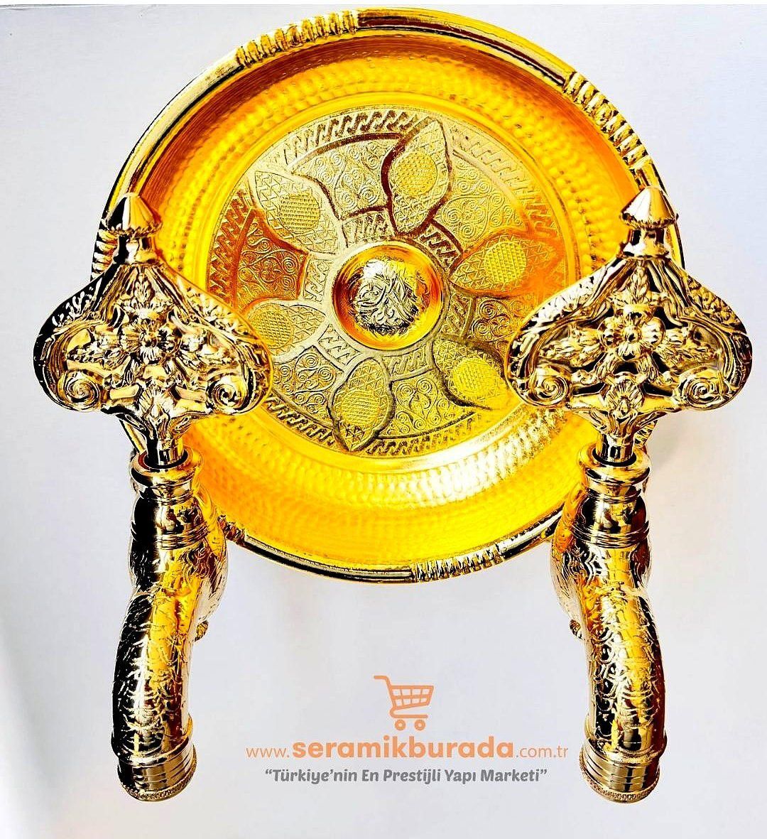LPD Hamam Taslı İkili Desenli Özel Osmanlı Musluğu Gold