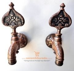 SB Hamam Taslı İkili Desenli Özel Osmanlı Musluğu Bakır