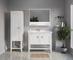 Shower Florya 80 cm Banyo Dolabı Boy Dolaplı - Beyaz