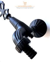 Hamam Taslı İkili Osmanlı Musluğu Rakorlu Siyah