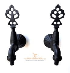 Hamam Taslı İkili Osmanlı Musluğu Rakorlu Siyah