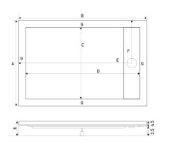 Shower 75x150 Drop Dikdörtgen Monoblok Duş Teknesi (h:8 cm)