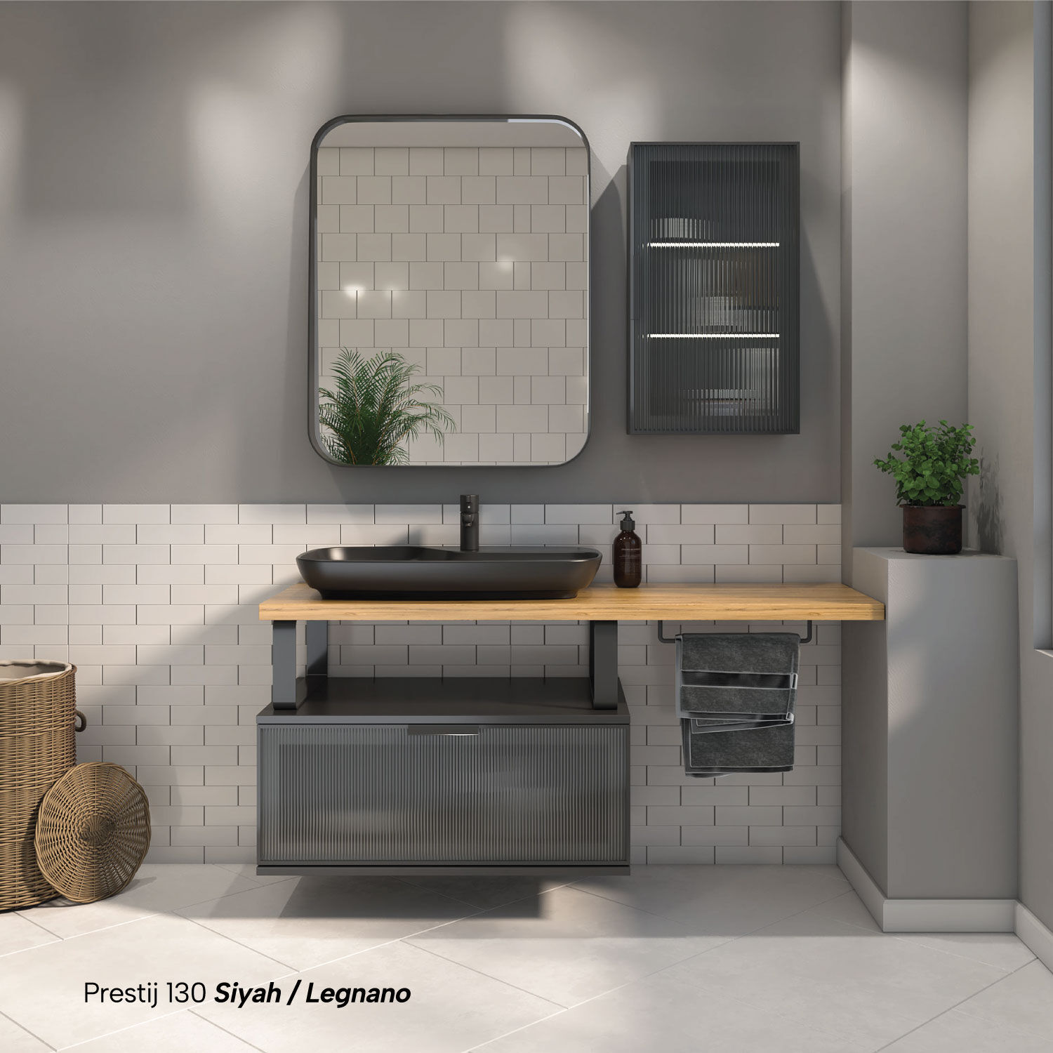 Shower Prestij 130 cm Banyo Dolabı