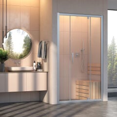 Shower Ava 150 cm 2 Sabit 1 Açılır İki Duvar Arası Nokta Menteşeli Kabin