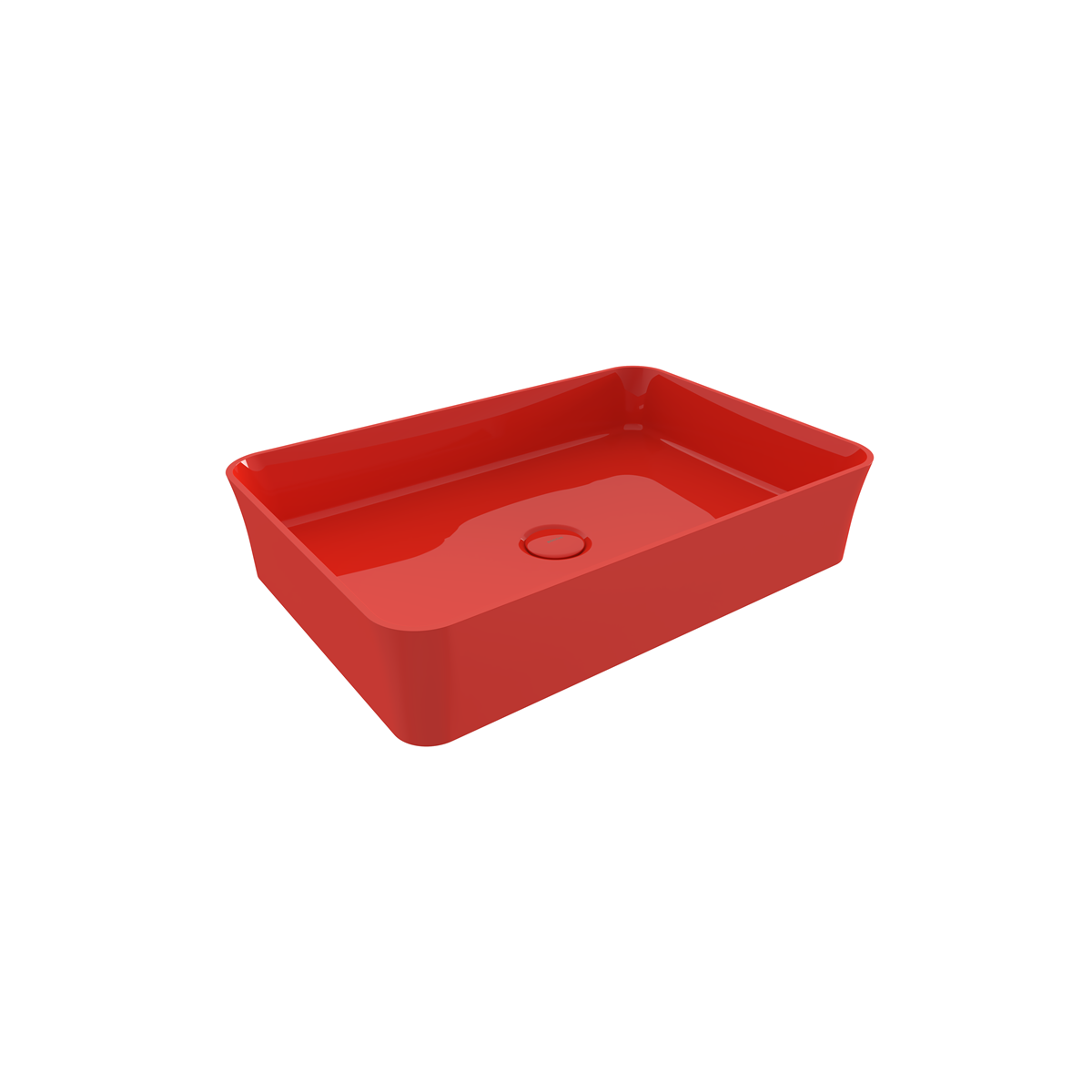 Bocchi Sottile Slim Line Dikdörtgen İnce Kenar Lavabo 55x38 Parlak Kırmızı