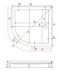 Shower 90x90 Drop Oval Monoblok Duş Teknesi (h:12,5 cm)