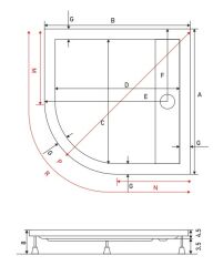 Shower 90x90 Drop Oval Monoblok Duş Teknesi (h:8 cm)