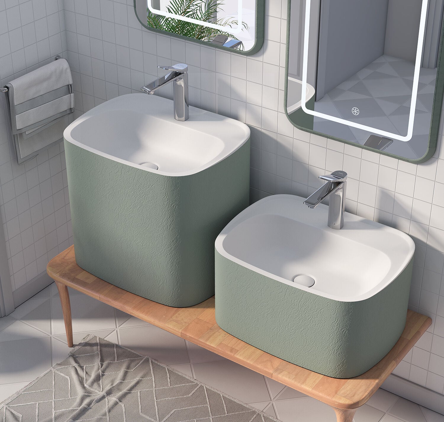 Shower Tios 120 cm Banyo Dolabı Shower Yeşil