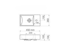 Esvit Lapino Minos 45 cm Mobilya Uyumlu Lavabo (Sağdan Batarya Delikli)