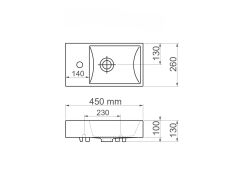 Esvit Lapino Minos 45 cm Mobilya Uyumlu Lavabo (Soldan Batarya Delikli)