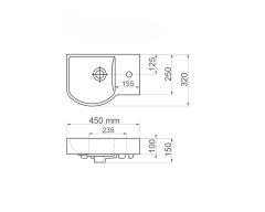 Esvit Lapino Litos 45 cm Mobilya Uyumlu Mini Lavabo