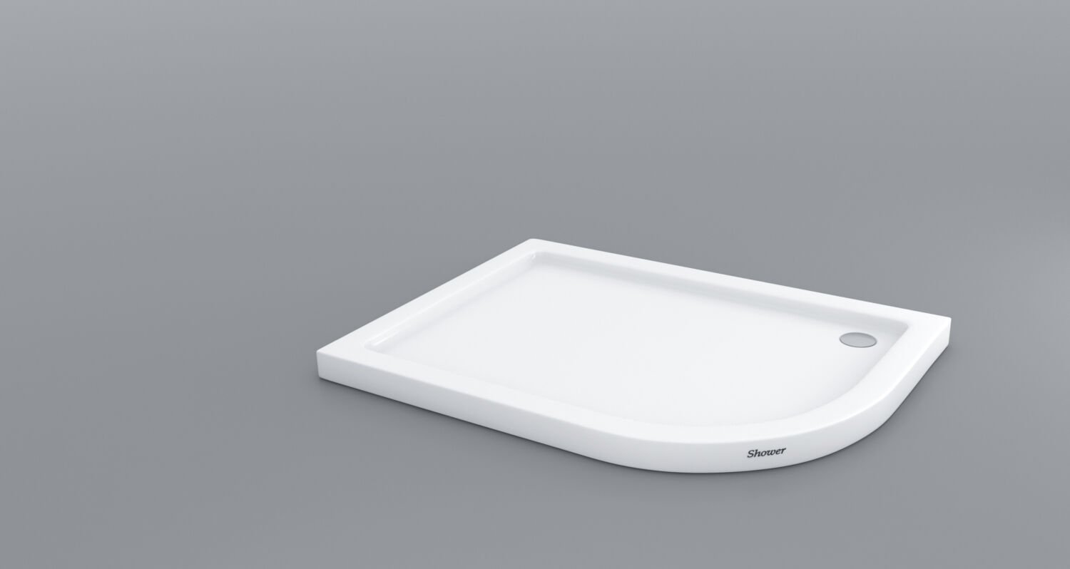 Shower 80x100 Allison Oval Asimetrik Flat Duş Teknesi (h:7 cm)