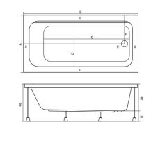 Shower Artmina 80x140 Dikdörtgen Küvet