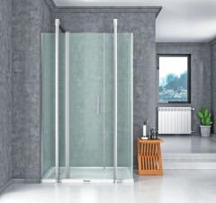 Shower Special 100x150 2 Sabit 1 Açılır Yan Panelli, Ön Cephe Girişli, Dikdörtgen Kabin