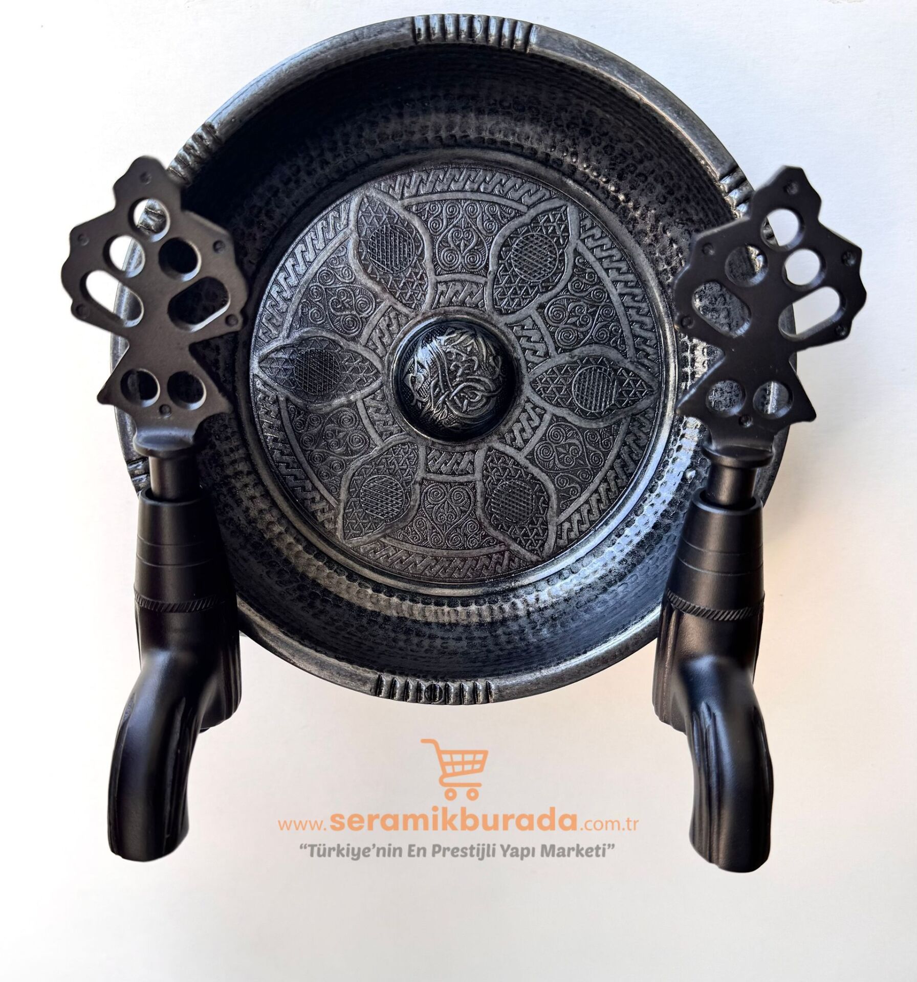 Hamam Taslı İkili Osmanlı Musluğu Siyah
