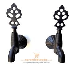 Hamam Taslı İkili Osmanlı Musluğu Siyah