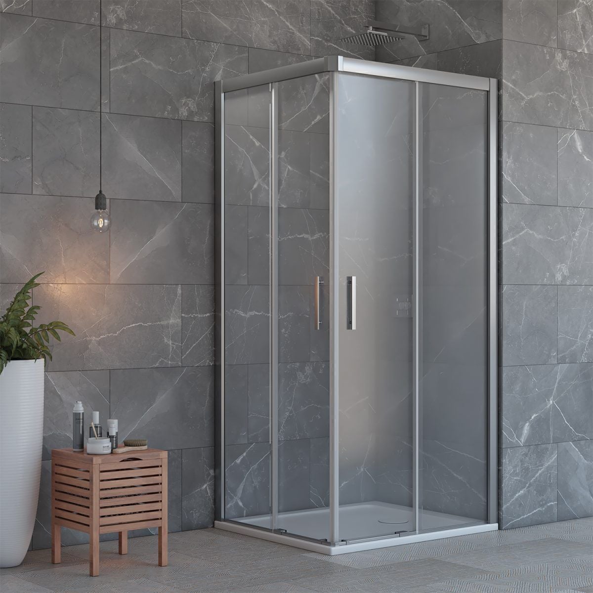 Shower Vega 90x120 2 Sabit -2 Çalışır Üstten Rulmanlı Sürgülü Kabin