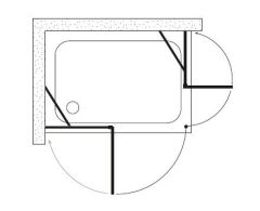 Shower Place 70x100 2 Sabit 2 Açılır Nokta Menteşeli Kabin