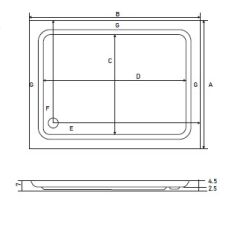 Shower 75x90 Rigel Dikdörtgen Flat Duş Teknesi (h:7 cm)
