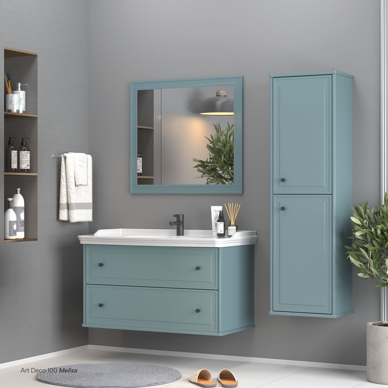 Shower Art Deco 80 cm Banyo Dolabı Boy Dolapsız - Melisa