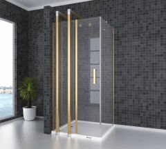 Shower Special 110x110 1 Sabit 1 Açılır Yan Panelli Ön Cephe Girişli Kare Kabin