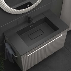 Shower Zara 80 cm Banyo Dolabı (Kapaklı) Boy Dolaplı - Antrasit
